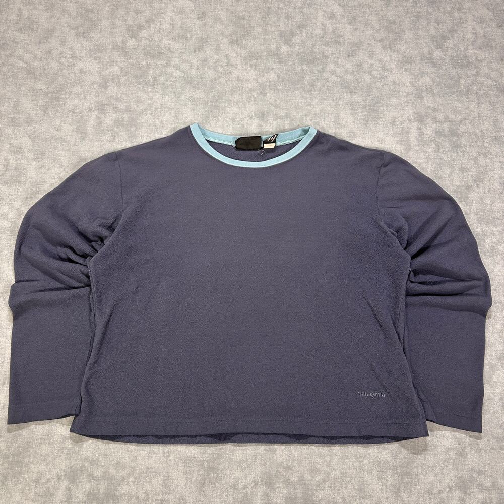 Vintage Patagonia Micro D-Luxe Fleece Crewneck Pullover Womens L Blue USA Made